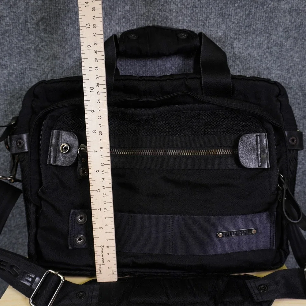 Vintage Diesel Messenger Bag Black Utility Tactical Nylon Leather Laptop Case